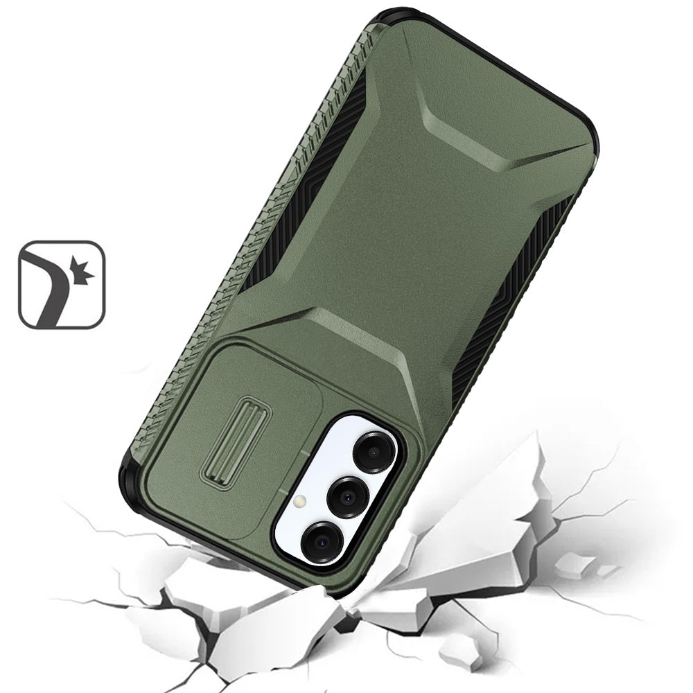 For Samsung Galaxy A36 Slim Fit Shockproof Hybrid with Slide Camera Window Covering, Rugged Tpu Silicone Hard PC Bumper Case Cover