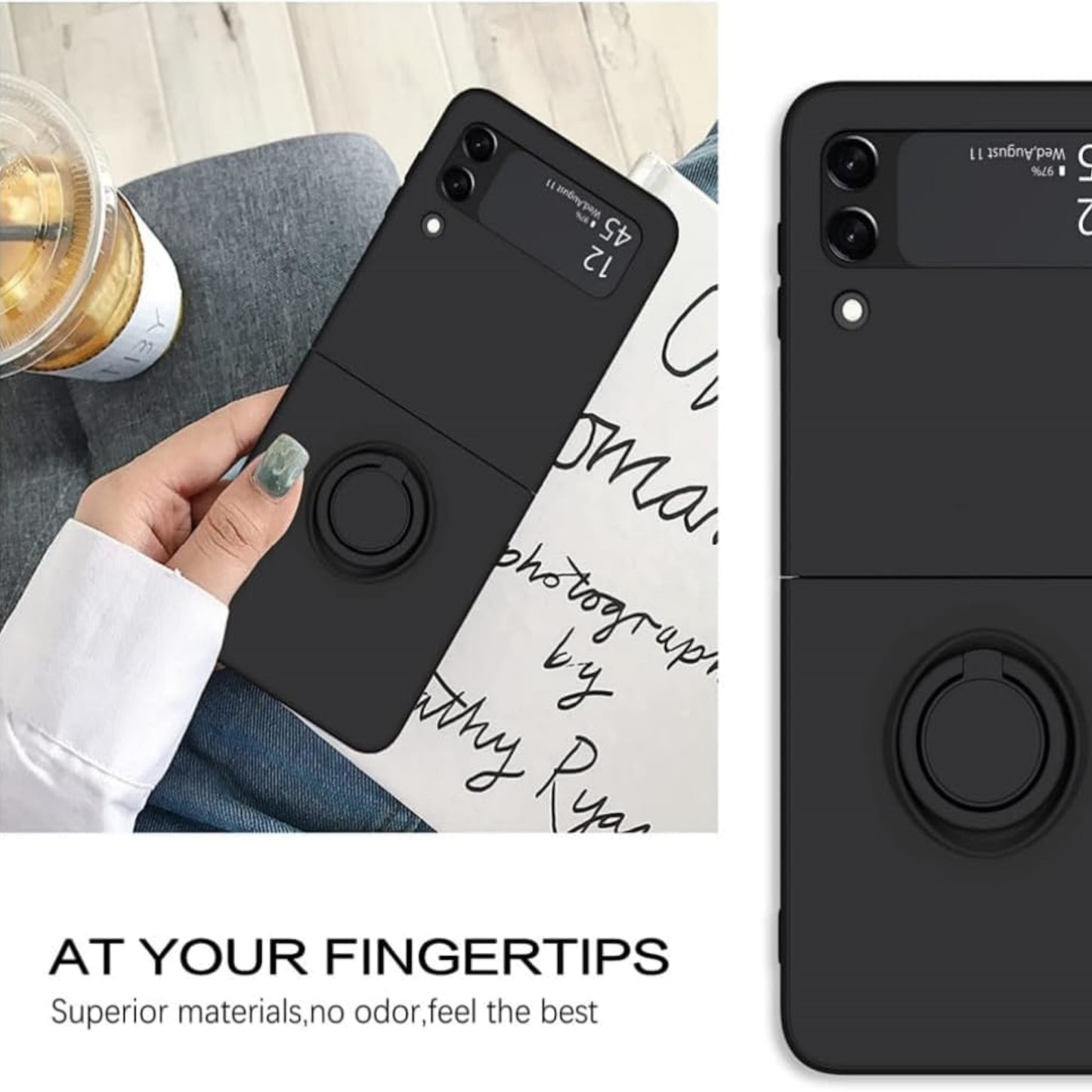 For Samsung Galaxy Z Flip 7 Matte Silicone TPU Rubber Magnetic with 360° Ring Stand Grip Shockproof Slim Hybrid Case Cover