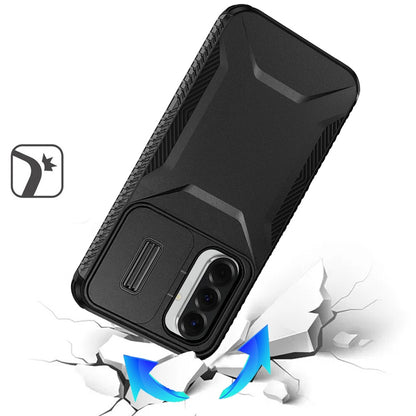 For Samsung Galaxy A37 Slim Fit Shockproof Hybrid with Slide Camera Window Covering, Rugged Tpu Silicone Hard PC Bumper Case Cover