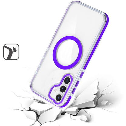 For Samsung Galaxy S25+ /S25 Plus /S24+ Plus Transparent Back with Colorful Frame, Strong Magnetic Circle, MagSafe Compatible, Slim Shockproof Protection Case Cover