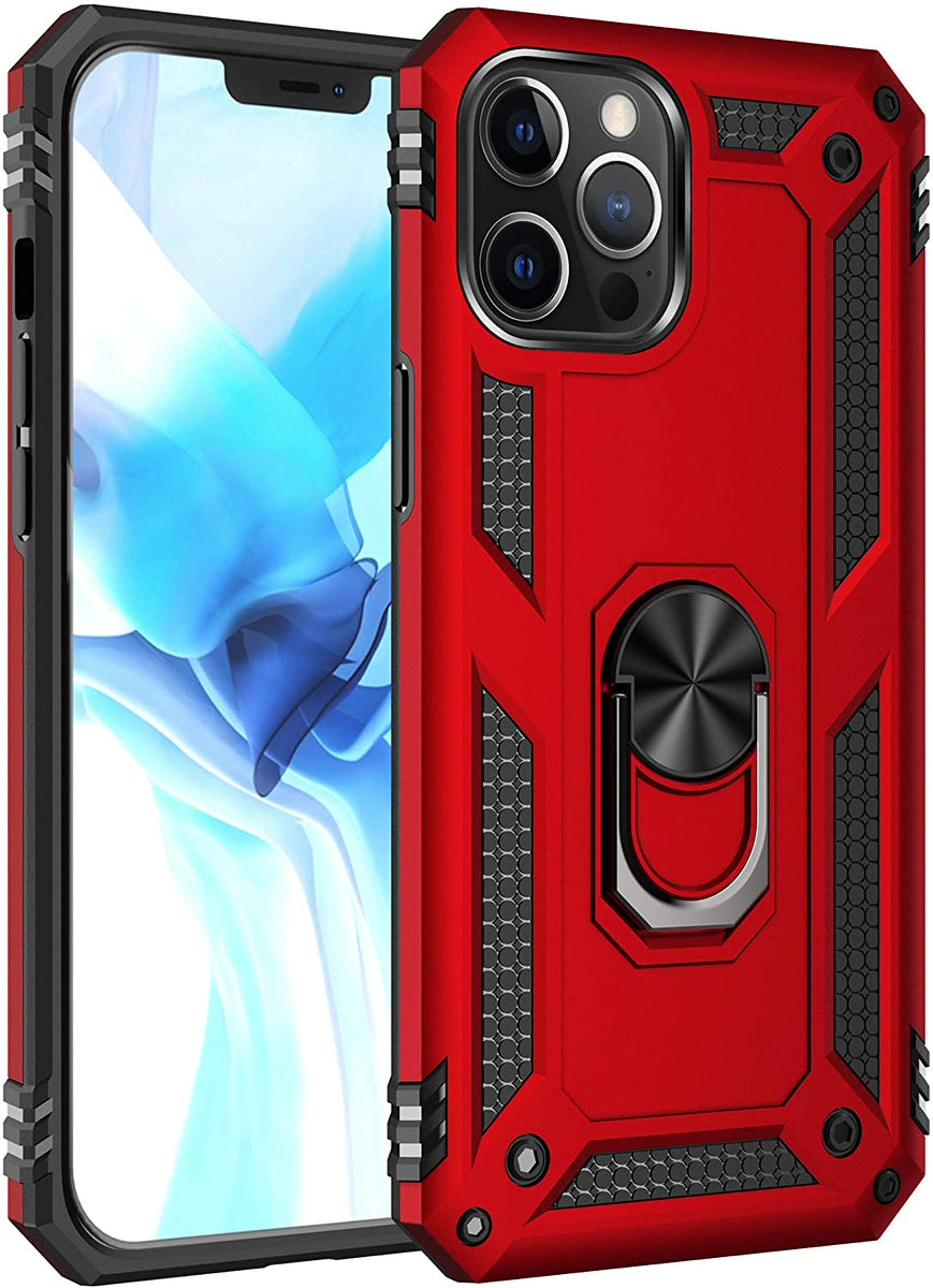 For Motorola Razr+ 2025, Motorola Razr+ Plus (2025) Shockproof Hybrid Dual Layer PC + TPU with Metal Ring Kickstand Heavy Duty Armor Shell Case Cover Red