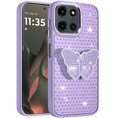 For Motorola Edge 2025 Butterfly Moveable Grip 3D Pop Stand Full Diamond Bling Sparkling TPU Fashion Hybrid Case Cover
