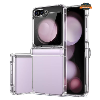 For Samsung Galaxy Z Flip 7 Case with Hinge Protection [Ultra-Thin Free Folding] Shockproof Slim Protection Transparent Case Cover Clear