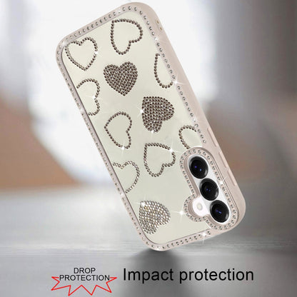 For Samsung Galaxy S26 Spread Love Glitter Shimmer Bling Diamond Edge Hybrid Drop Protection Shockproof Design Case Cover