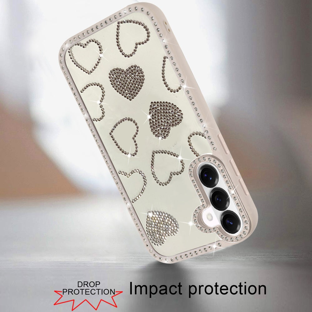For Samsung Galaxy A37 Spread Love Glitter Shimmer Bling Diamond Edge Hybrid Drop Protection Shockproof Design Case Cover