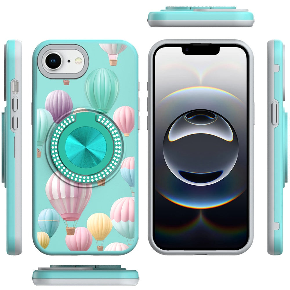 For Apple iPhone 17 Pro Max Pattern Design Hybrid with Invisible Ring Stand & Magnetic Back, Shockproof Protective Grip Case Cover