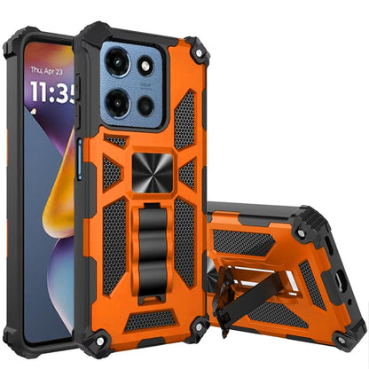For Motorola Moto G Play 5G 2026 Hybrid Shockproof [Military Grade] Rugged Protective with Magnetic Car Mount & Invisible Stand Case Cover Cosmic Orange