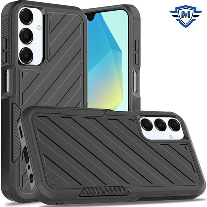 For Samsung Galaxy A16 5G Premium Design Hybrid lined Shockproof Rugged Textured 2in1 Hard PC & Silicone TPU Non Slip Tough Case Cover
