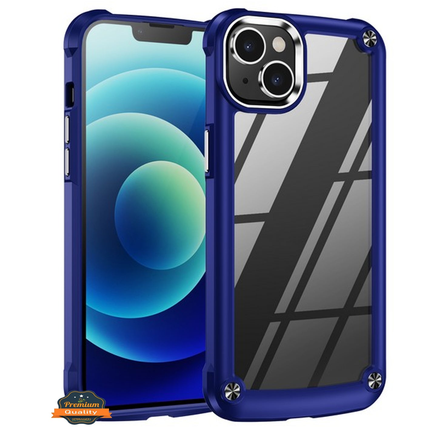 For Apple iPhone 15 Pro (6.1") Heavy Duty Hybrid Clear back Shield Hard PC + TPU Bumper Edge Frame Shockproof  Phone Case Cover