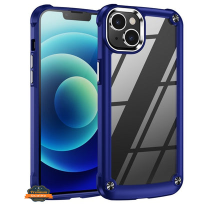 For Apple iPhone 15 Pro (6.1") Heavy Duty Hybrid Clear back Shield Hard PC + TPU Bumper Edge Frame Shockproof  Phone Case Cover