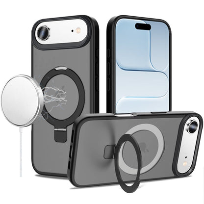 For Apple iPhone 17 Air (6.6") Magnetic Circle Back with Ring Stand Full Rotation Matte Hybrid Shockproof Case Cover