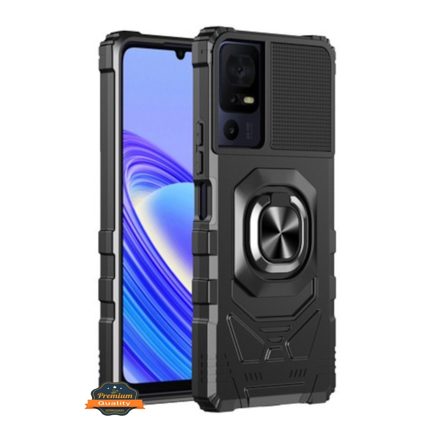 For TCL K24 /TCL K23 Hybrid Magnetic Car Mount Ring Kickstand Stand Holder Full-Body Armor Protective [Military Grade] Case Cover