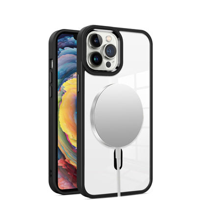For Apple iPhone 12 Pro Max Magnetic Circle Hybrid 2mm Shock Protection Durable Grip Color Button Design for Ultra Series Case Cover Black