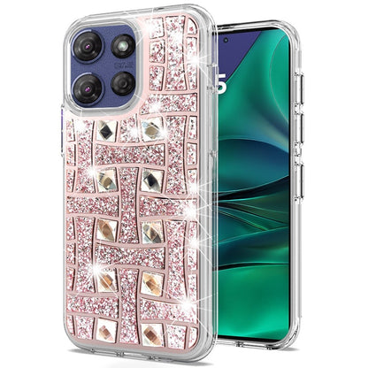 For Motorola Moto G Power 5G 2025 Sparkly 3D Design Diamond Shockproof Protective Bling Glitter Rhinestone Hybrid Skin PC & TPU Case Cover