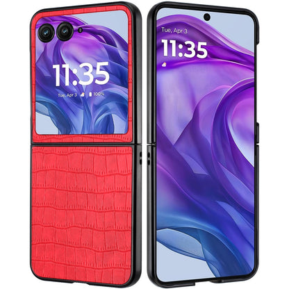 For Motorola Razr+ PLUS (2025 /2024) PU Vegan Leather Case, Premium Snap-On Hard Shell Cover, Slim Fit Protective Matte Finish Case Cover Red