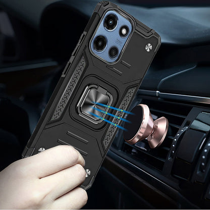For Motorola Moto G Stylus 5G 2026 /2025 Armor Hybrid Magnetic Stand with Ring Holder Kickstand Shockproof Heavy-Duty Durable Rugged TPU Dual Layer Case Cover Cosmic Orange