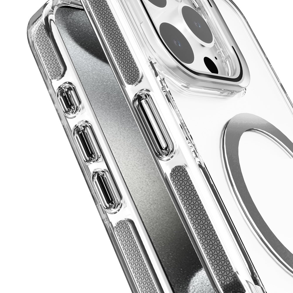 For Samsung Galaxy S26 Built-in Camera Kick-Stand, Compatible with MagSafe, Transparent Colorful Edged Tough Hybrid TPU Case Cover Clear Black