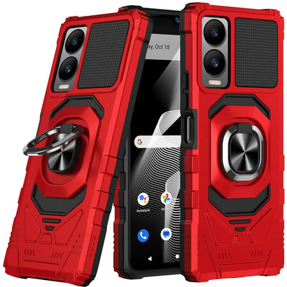 For Cricket Debut S3 Hybrid Dual Layer with 360° Rotate Magnetic Ring Stand Holder Kickstand TPU Rugged PC Shockproof Case Cover