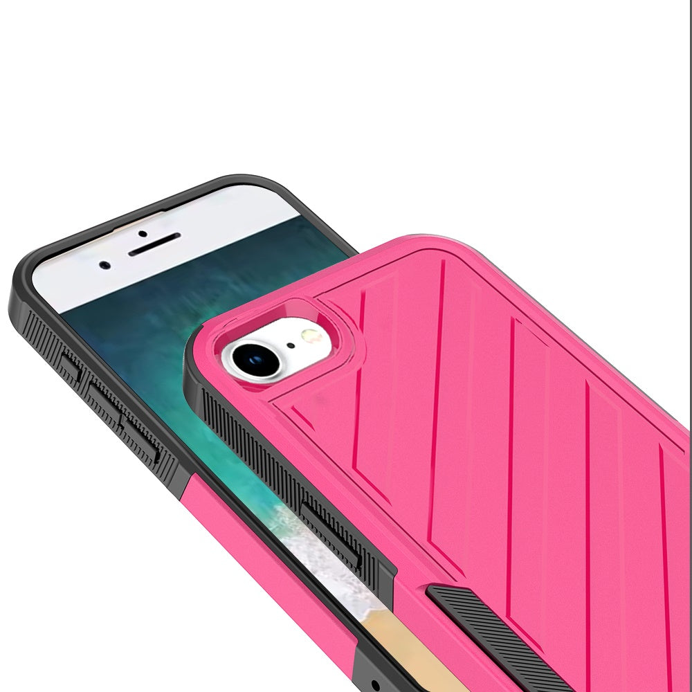 For Apple iPhone 17E /16E Hybrid lined shockproof dual layer Rugged 2in1 Hard PC & Silicone TPU Non Slip Textured Tough Armor Case Cover Hot Pink