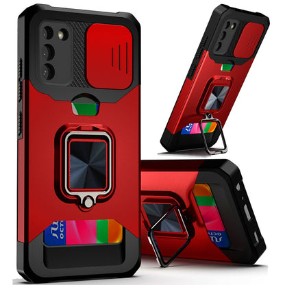 For Samsung Galaxy A16 5G Wallet Case with Ring Stand & Slide Camera Cover Credit Card Slot Holder, Military Grade Case Cover