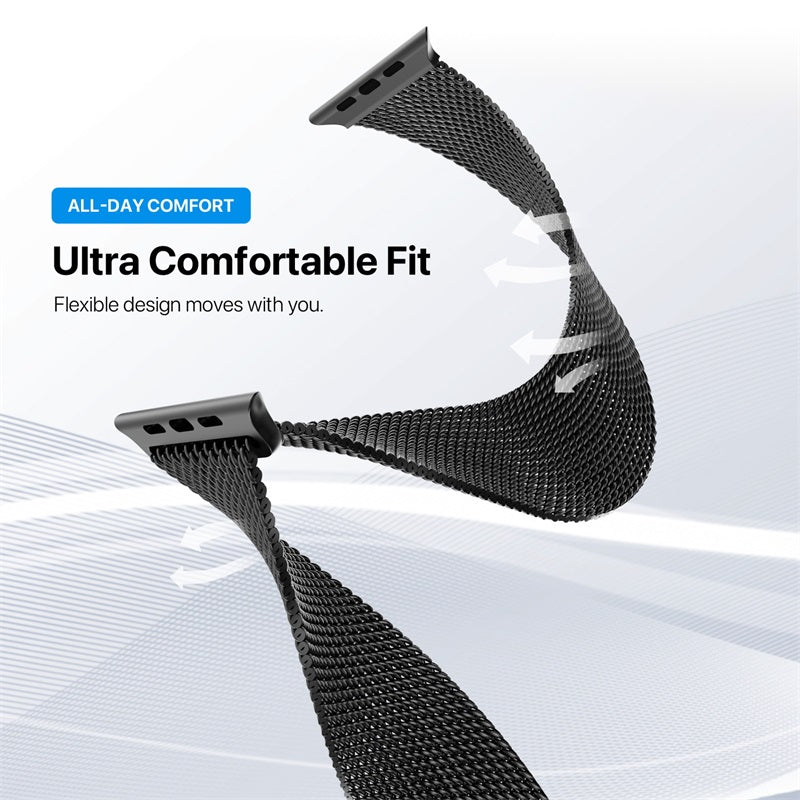 echelon Ironclad Stainless Steel Loop for Apple Watch Series 9 45mm/Watch Series 10 46mm / Watch SE (2022) 44mm - Black, Apple Watch Accessories