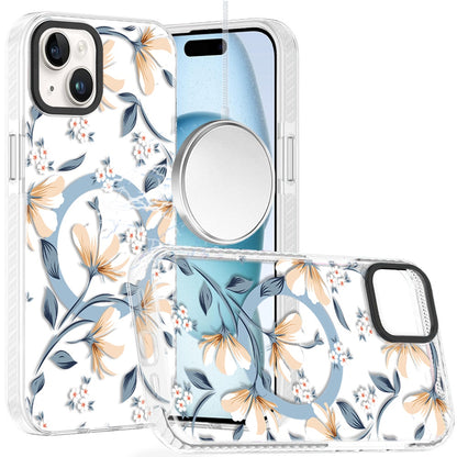 For iPhone 15 (6.1") Magnetic Hybrid Stylish Design IMD Pattern, Compatible with MagSafe, Slim TPU Case Cover