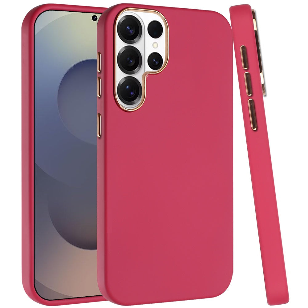 For Samsung Galaxy S26 Ultra Slim Classic Hybrid Around Rubber Gummy Gel Slick Hard PC Silicone TPU Chromed Button Case Cover