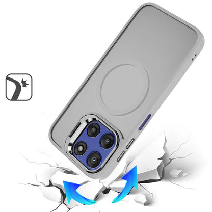 For Motorola Moto G Stylus 5G 2025 Heavy Duty Metallic Hybrid Tough TPU with Camera Ring Stand, MagSafe Compatible, Rugged Drop Protection Case Cover