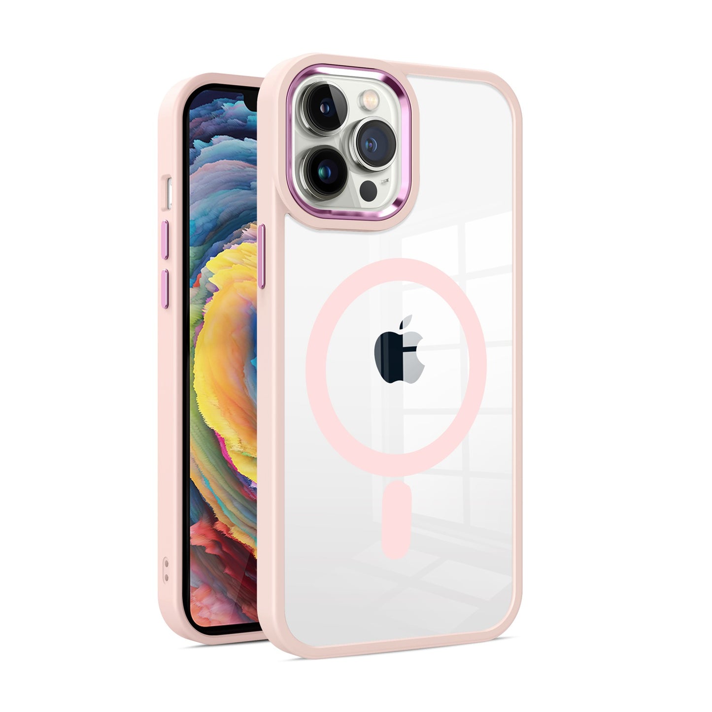 For Apple iPhone 11 Pro Max MagSafe Compatible Transparent Greatest Clear Acrylic with Color Frame Thick Hybrid TPU Hard Case Cover Light Blue