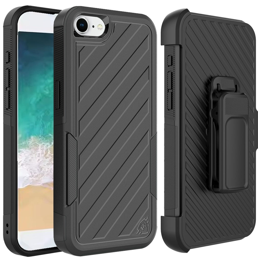 For Apple iPhone 17E /16E Rugged 2in1 Armor Combo Belt Clip Holster, Non-Slip Tough Hybrid lined Shockproof Case Case Cover