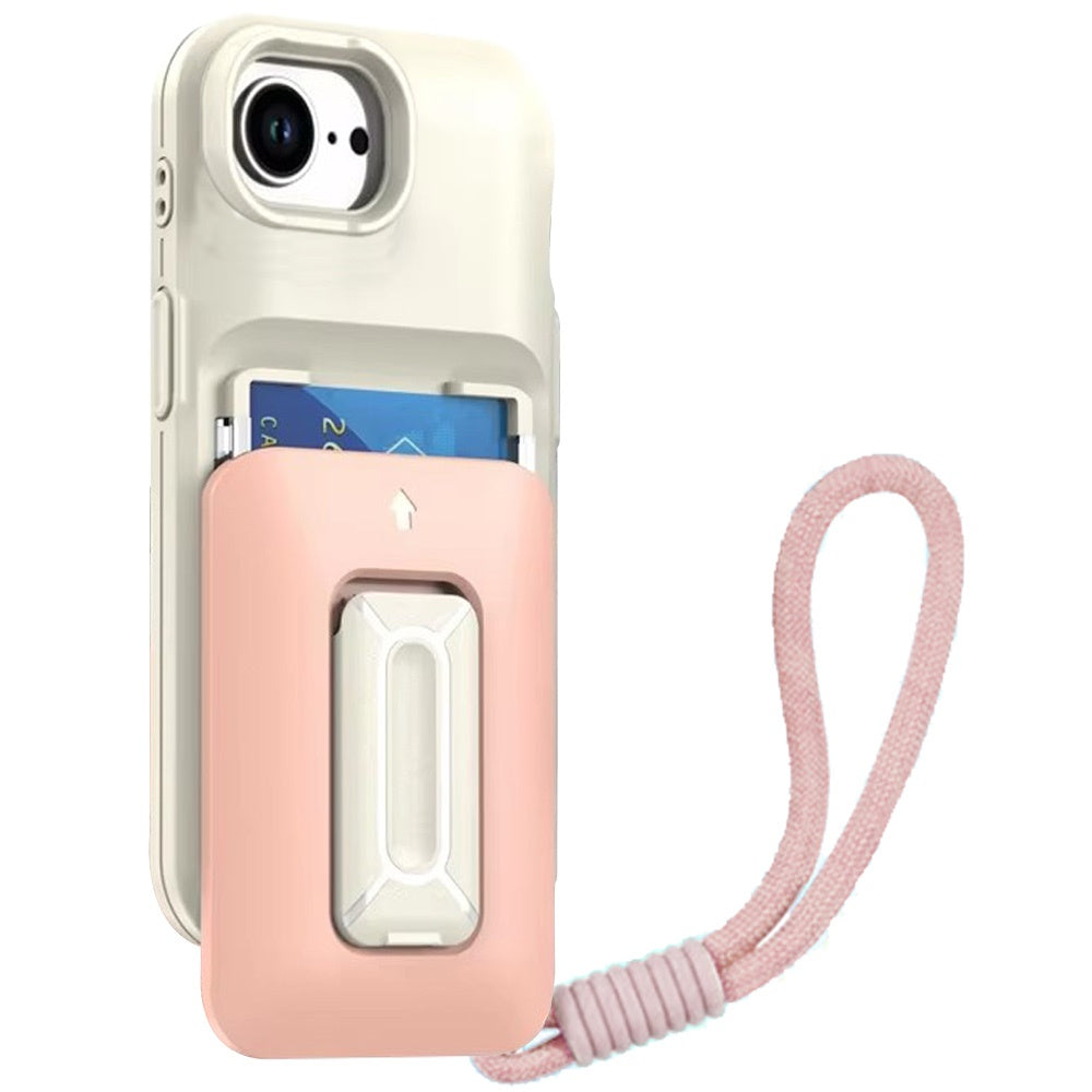 For Apple iPhone 16e Wallet Case with 2- Credit Card Holder, Wrist Strap & Kickstand Hybrid Shockproof TPU Case Cover