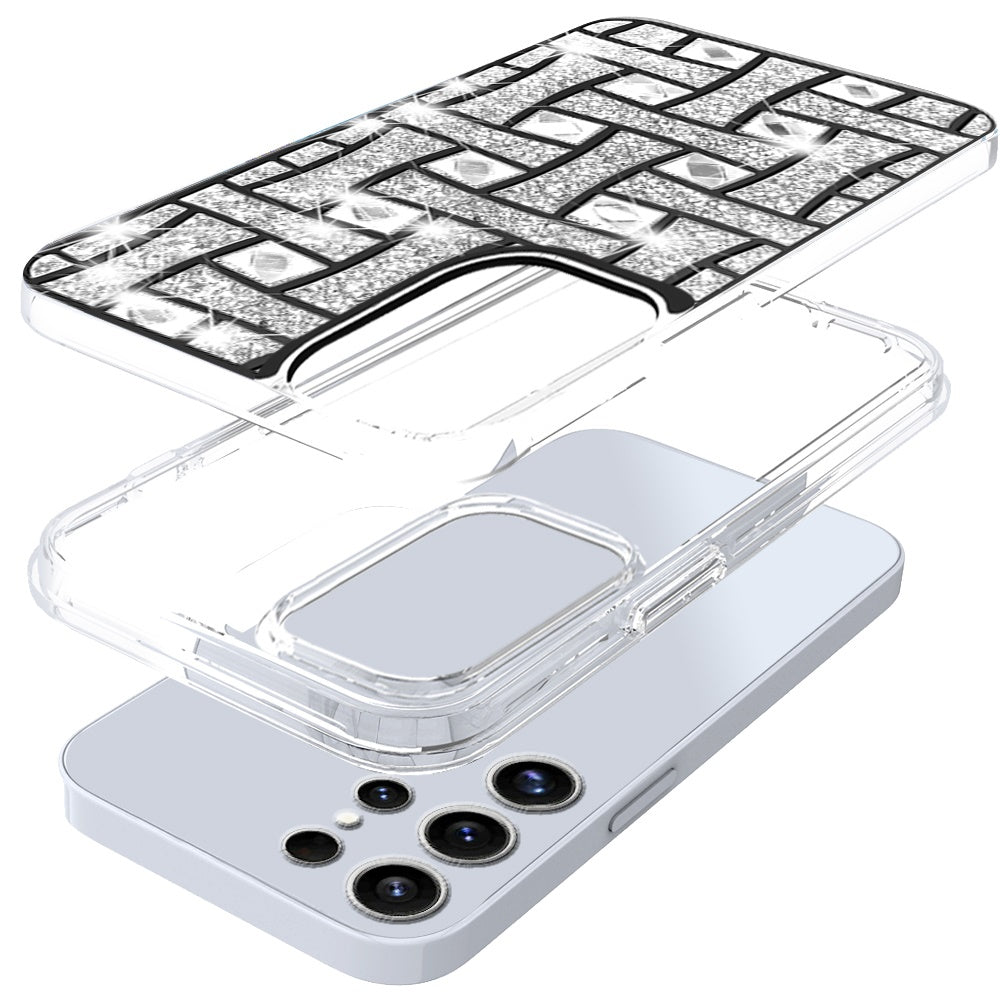 For Samsung Galaxy S25 Ultra Sparkly 3D Design Diamond Shockproof Protective Bling Glitter Rhinestone Hybrid Skin PC & TPU Case Cover