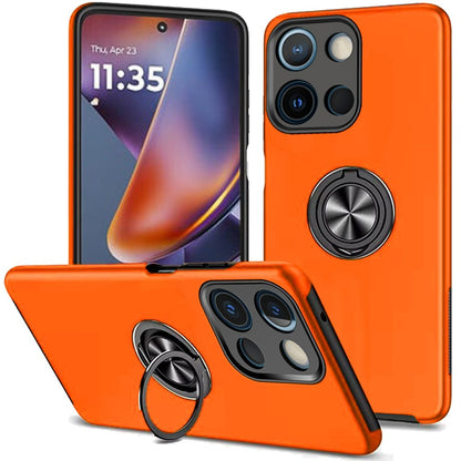 For Motorola Moto G Play 5G 2026 Hybrid 360 Degree Rotatable Metal Invisible Ring Stand Holder Slim Fit Magnetic Car Mount Shockproof Case Cover Cosmic Orange
