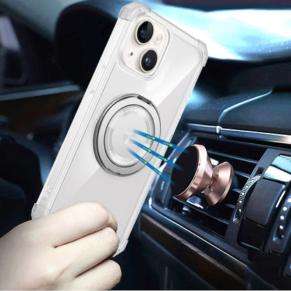For iPhone 15 (6.1") Magnetic [Compatible with Magsafe] with 360° Rotatable Ring Holder Invisible Stand Transparent Case Cover Clear