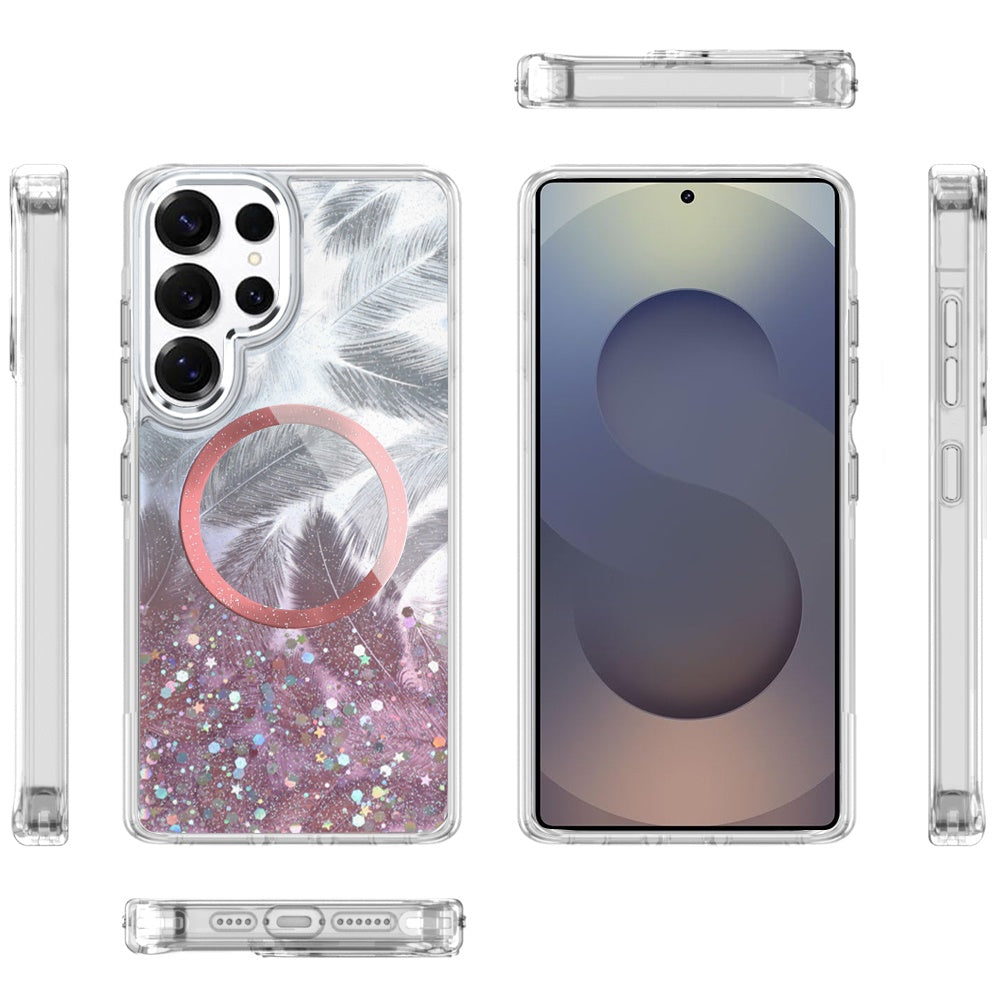 For Samsung Galaxy S26 Ultra Epoxy Glitter Shimmer Fashion Case with Magnetic Magsafe Compatible Hybrid Sparkling Slim Protective Case Cover