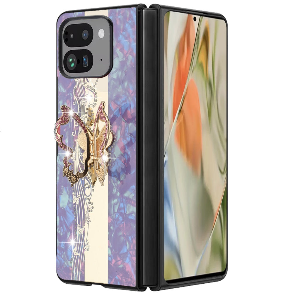 For Google Pixel 10 Pro Fold Diamonds 3D Fashion Bling Sparkly Glitter Ornaments Engraving Hybrid with Ring Stand Case Cover