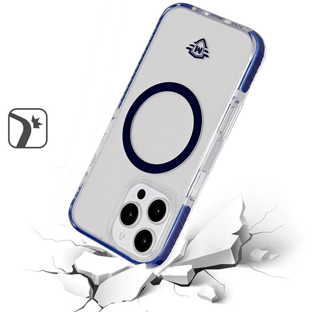 For Apple iPhone 16 Pro Max (6.9") Premium Hybrid Clear TPU Circle Magnetic [Compatible with MagSafe] Shockproof Frame Bumper Case Cover