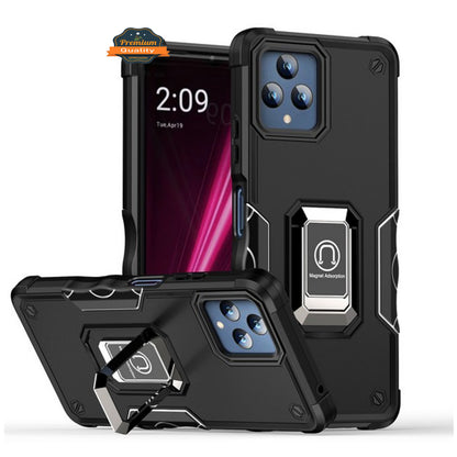 For Samsung Galaxy S26 Heavy Duty Hybrid 2in1 Hard PC & TPU Rugged Bumper Shockproof with Magnetic Ring Kickstand Case Cover Black