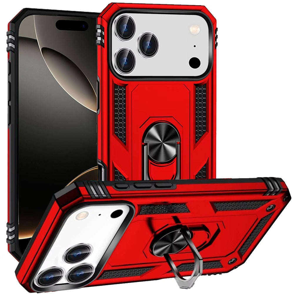 For Apple iPhone 17 Pro (6.3") Hybrid Shockproof Durable 360 Degree Rotatable Ring Stand Holder Kickstand Fit Magnetic Car Mount Case Cover