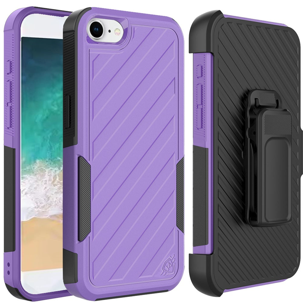For Apple iPhone 17E /16E Rugged 2in1 Armor Combo Belt Clip Holster, Non-Slip Tough Hybrid lined Shockproof Case Case Cover