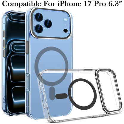 For Apple iPhone 17 Pro (6.3") Clear Transparent Case Matching Circle Design, Hybrid TPU Hard Shell, Support Magsafe Charger Case Cover Cosmic Orange
