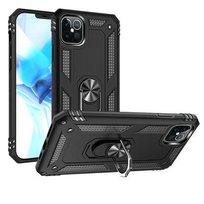 For Apple iPhone 13 Pro Max Hybrid Shockproof Durable 360 Degree Rotatable Ring Stand Holder Kickstand Fit Magnetic Car Mount Case Cover Black