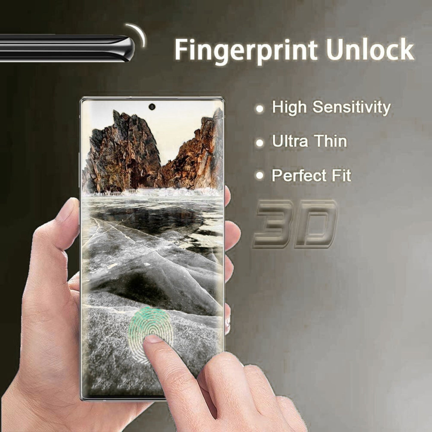 Screen Protector for Samsung Galaxy S23 Ultra Tempered Glass 3D Curved Edge Full Glue Fingerprint Unlock HD Clear Bubble Free Sensitive Touch Screen Guard Cover Tempered Glass