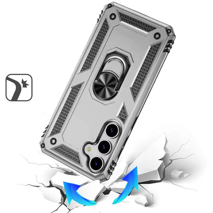 For Samsung Galaxy S25 FE, S25 Fan Edition Hybrid Shockproof Durable 360 Degree Rotatable Ring Stand Holder Kickstand Fit Magnetic Car Mount Case Cover