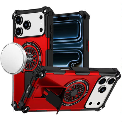 For Apple iPhone 17 Pro Texture Design Invisible Kickstand Case, MagSafe Compatible Hybrid Shockproof Cover, Car Mount Friendly Case Cover