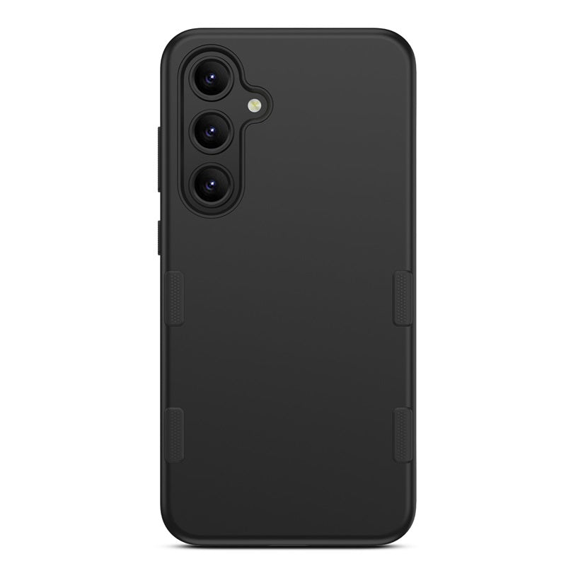 For Hybrid Slim Shockproof Bumper Protective Hard PC + Rubber TPU Phone Cover Bravo Series Case for Samsung Galaxy S24 Fan Edition - Black Case Cover Black