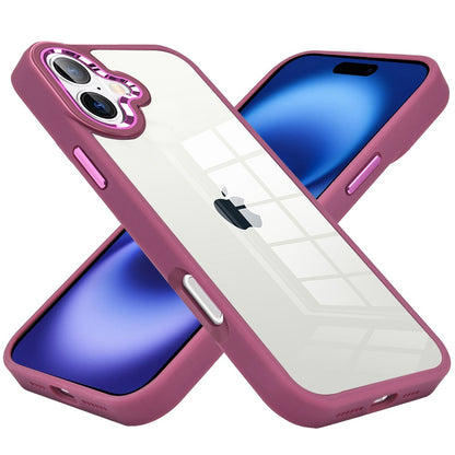 For Apple iPhone 17 (6.3") Slim Fit Hybrid Transparent Thick Acrylic with Metal Buttons Frame Protective Hard PC + TPU Shockproof Case Cover