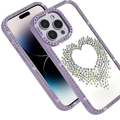 For iPhone 14 Pro Max (6.7") Angel Hearts Glitter Shimmer Diamond Edge Hybrid Drop Protection Shockproof Design Case Cover