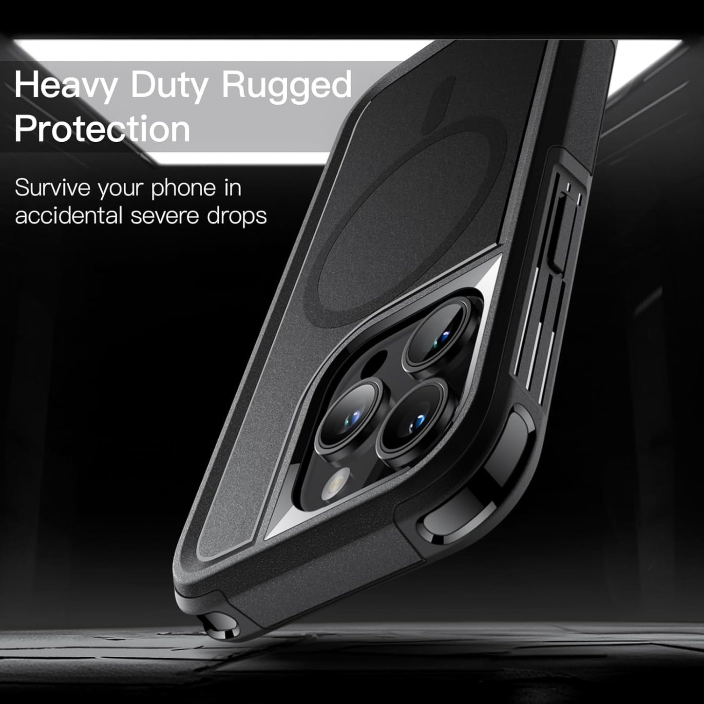 For Apple iPhone 15 (6.1") Shockproof Heavy Duty Dual-Layer Rugged Magnetic Tough Hybrid [Compatible with MagSafe]  Phone Case Cover