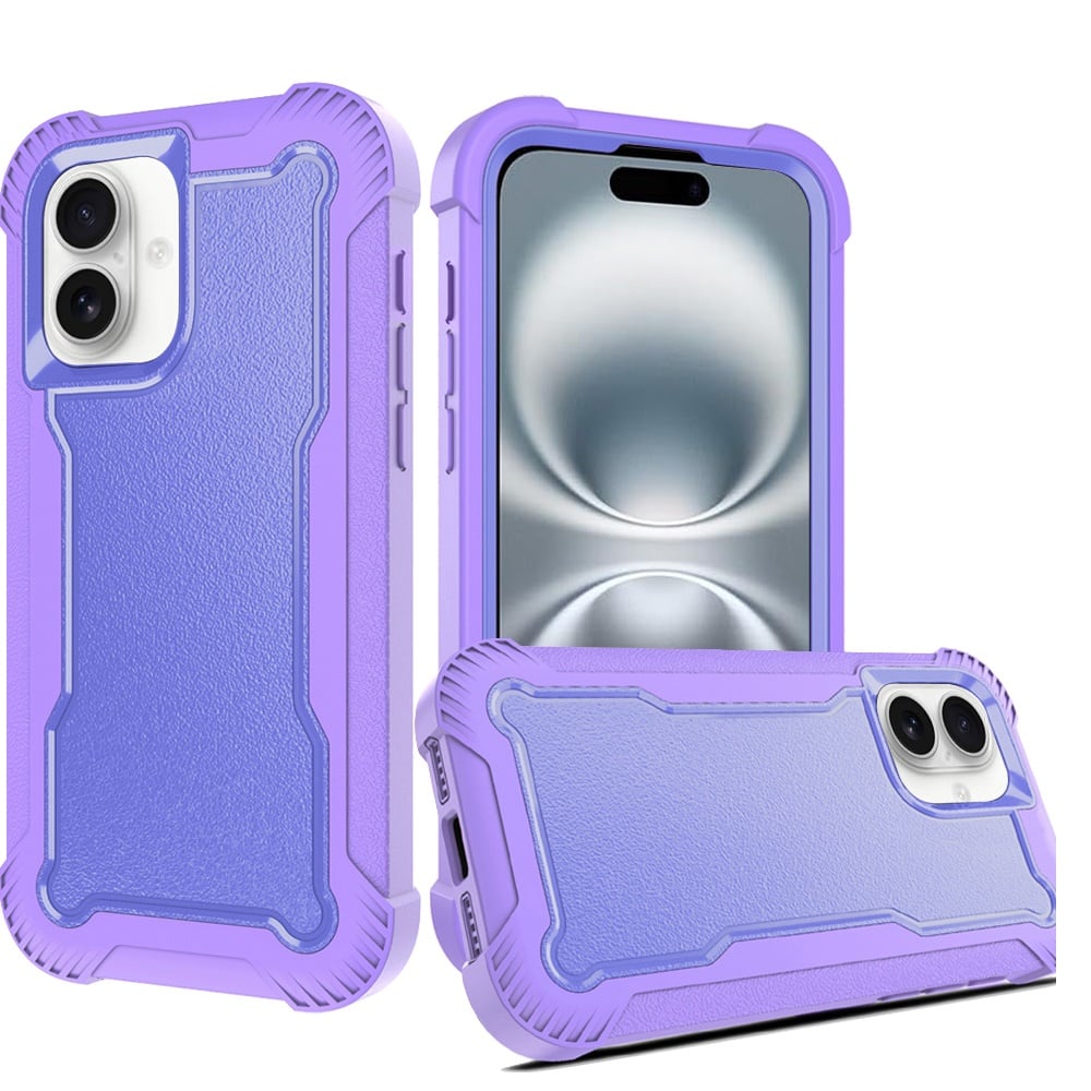 For Apple iPhone 16 Plus Tough Hybrid Case - Shockproof 3-in-1 Armor Full-Body Protection PC + TPU Rubber Bumper Frame Case Cover